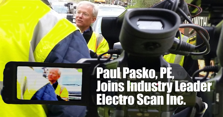 Paul J. Pasko III, PE, interviewed by local media about using Electro Scan's machine-intelligent technology to locate and quantify leaks in underground pipelines.